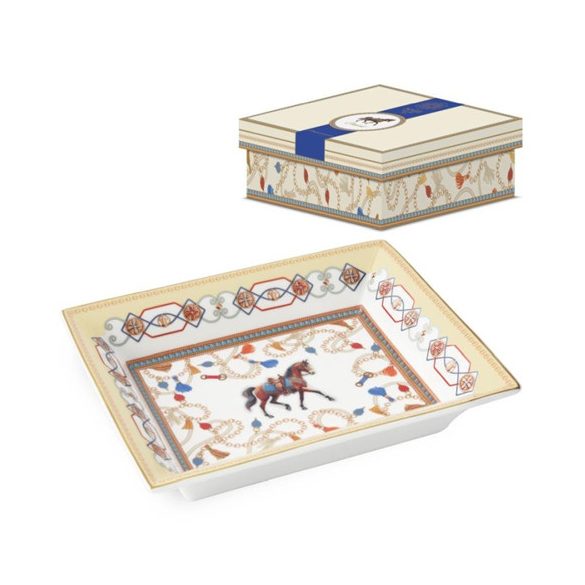P.M.PM0136CHEV Porcelán kínálótál 19,5x15,5cm dobozban, Cheval
