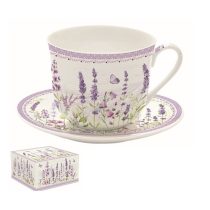   R2S.1454LAVF Porcelán reggelizőcsésze+alj 400ml,dobozban,Lavender Field