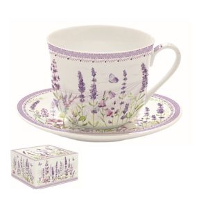 R2S.1454LAVF Porcelán reggelizőcsésze+alj 400ml,dobozban,Lavender Field