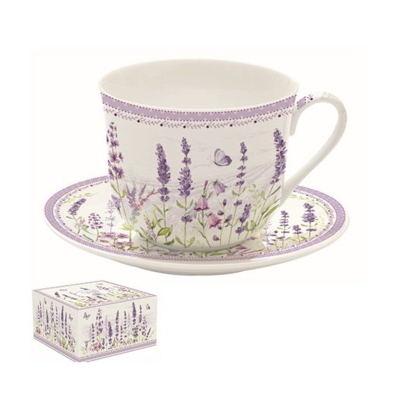 R2S.1454LAVF Porcelán reggelizőcsésze+alj 400ml,dobozban,Lavender Field