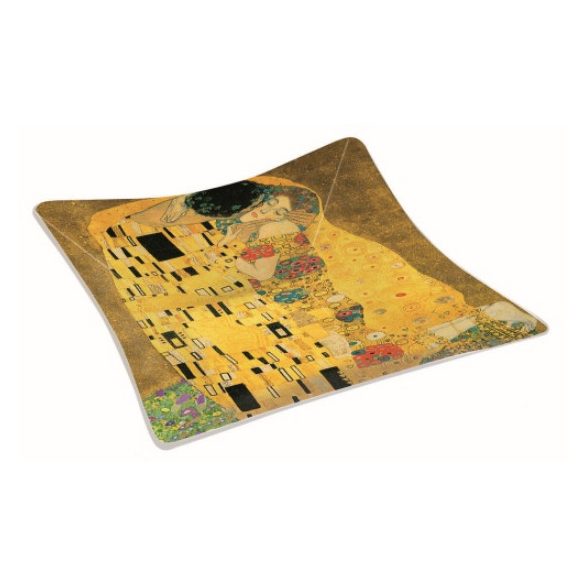 R2S.634KLI1 Üvegtál 13x13cm, dobozban, Klimt: The Kiss