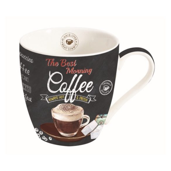 R2S.1010ICTB Porcelánbögre 350ml, dobozban, It's Coffee Time Brown