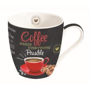 R2S.1010ICTR Porcelánbögre 350ml,dobozban, It's Coffee Time Red