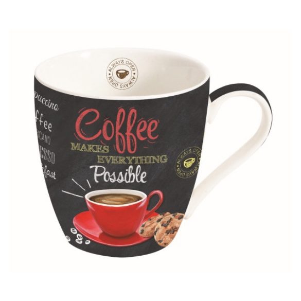 R2S.1010ICTR Porcelánbögre 350ml,dobozban, It's Coffee Time Red