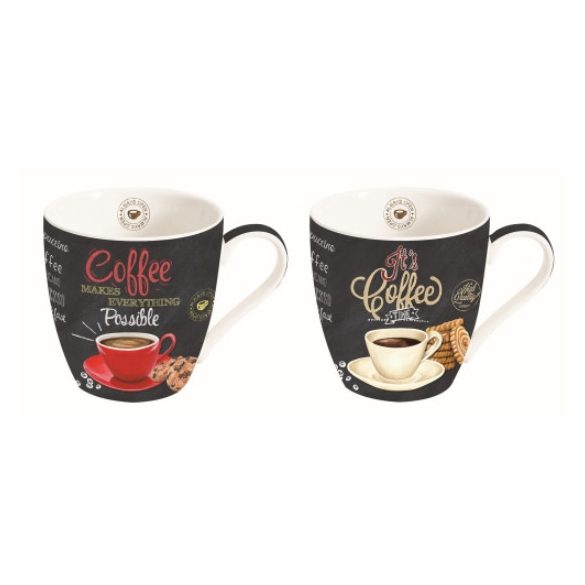 R2S.1011ICTT Porcelán bögreszett 350ml, 2db-os dobozban, It's Coffee Time