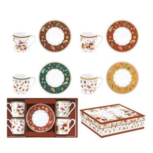 R2S.1475AUBR Porcelán eszpresszócsésze+alj 4 személyes, 100ml, dobozban, Autumn Breeze