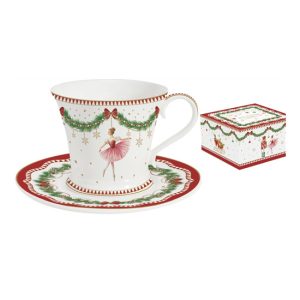 R2S.1796MNOE Porcelán teáscsésze+alj, 200ml, dobozban, Magie de Noel