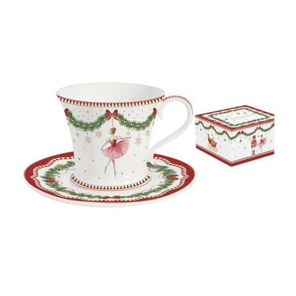 R2S.1796MNOE Porcelán teáscsésze+alj, 200ml, dobozban, Magie de Noel