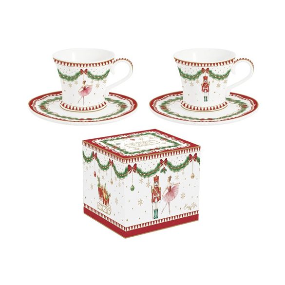 R2S.1797MNOE Porcelán eszpresszócsésze+alj 2 személyes, 80ml, dobozban, Magie de Noel