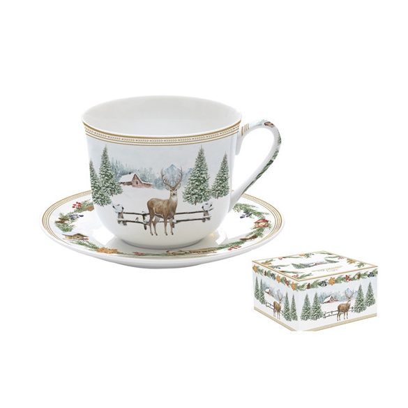 R2S.1454WHIF Porcelán reggelizőcsésze+alj 400ml, dobozban, White Forest