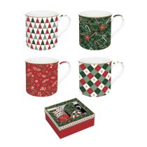   R2S.179FACH Porcelán bögreszett 4 db-os, 300ml, dobozban, Atmosphere, Fancy Christmas