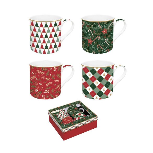 R2S.179FACH Porcelán bögreszett 4 db-os, 300ml, dobozban, Atmosphere, Fancy Christmas