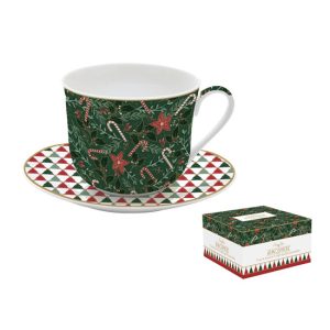 R2S.1454FACH Porcelán reggelizőcsésze+alj 400ml, dobozban, Atmosphere, Fancy Christmas