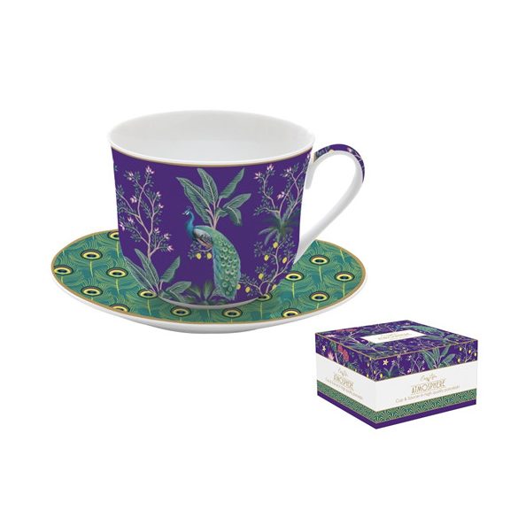 R2S.1454IMPP Porcelán reggelizőcsésze+alj, 400ml, dobozban, Imperial Peacock, Atmosphere