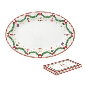 R2S.1116MNOE Porcelán ováltálca 35x23,5cm, dobozban, Magie de Noel