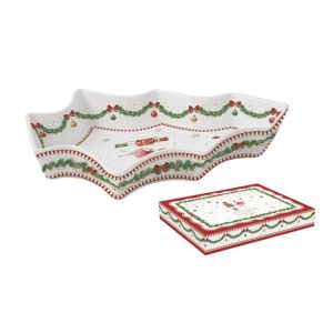 R2S.1095MNOE Porcelán fenyőtál 21,5x28,5cm, dobozban, Magie de Noel