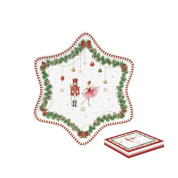 R2S.1484MNOE Porcelán csillagtálca 22,5cm, dobozban, Magie de Noel