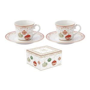 R2S.1107CEVE Porcelán eszpreszócsésze+alj 2 személyes 80ml,dobozban, Christmas Eve