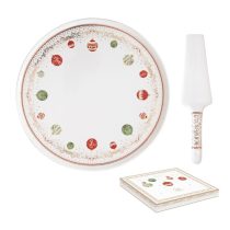   R2S.1112CEVE Porcelán tortatál lapáttal, 32cm, dobozban, Christmas Eve