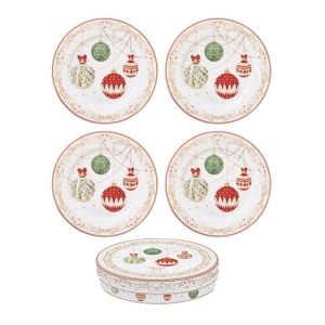 R2S.1100CEVE Porcelán desszerttányérszett 4db-os, 19cm, dobozban, Christmas Eve