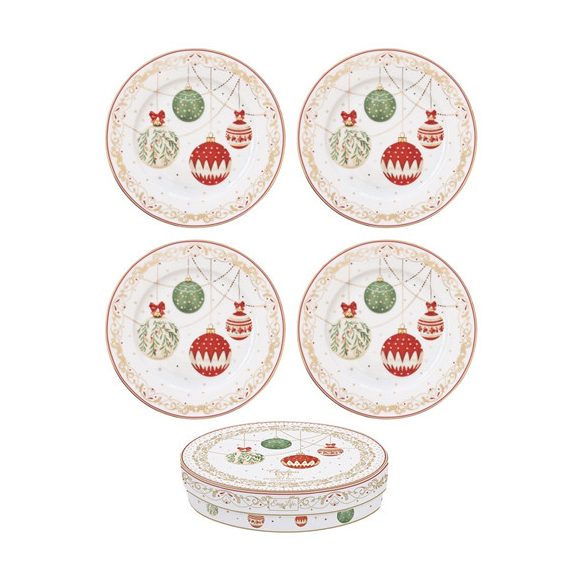 R2S.1100CEVE Porcelán desszerttányérszett 4db-os, 19cm, dobozban, Christmas Eve