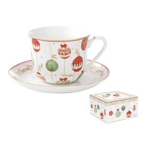 R2S.1182CEVE Porcelán reggelizőcsésze+alj 370ml dobozban, Christmas Eve