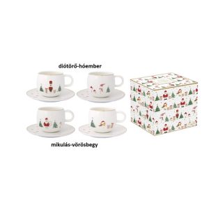 R2S.1336LSNO Porcelán eszpresszócsésze+alj 2 személyes, 120ml, dobozban, Let it Snow