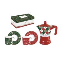   R2S.134FACH Porcelán eszpresszócsésze+alj 2 személyes, 100ml, kávéfőzővel, dobozban, Fanchy Christmas, Coffee Mania