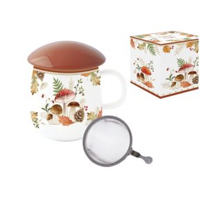 R2S.2146AUBR Porcelán szűrősbögre tetővel, gombaformájú, 450ml, dobozban