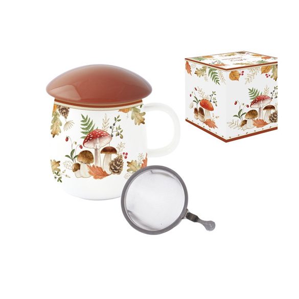 R2S.2146AUBR Porcelán szűrősbögre tetővel, gombaformájú, 450ml, dobozban