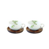   R2S.1081NTRA Porcelán kávéscsésze akácfa aljjal, 2 személyes 120ml, dobozban, Natura