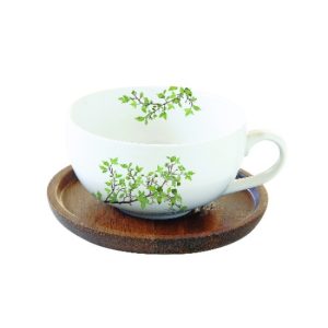 R2S.1082NTRA Porcelán teáscsésze akácfa aljjal, 250ml, dobozban, Natura