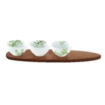   R2S.1088NTRA Porcelán 3db-os tálkaszett akácfa tálcán, 40x10,5cm, dobozban, Natura