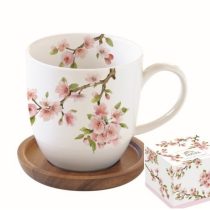   R2S.1080SAKU Porcelánbögre akácfa alátéttel,350ml,dobozban,Sakura