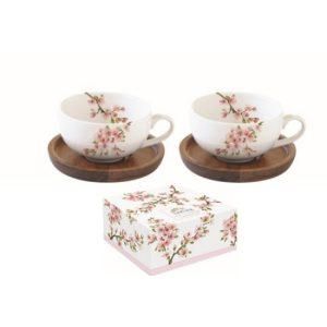 R2S.1081SAKU Porcelán kávéscsésze akácfa aljjal,2 személyes,120ml,dobozban,Sakura