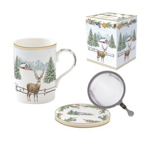 R2S.105WHIF Porcelán szűrősbögre tetővel, 350ml, dobozban, White Forest