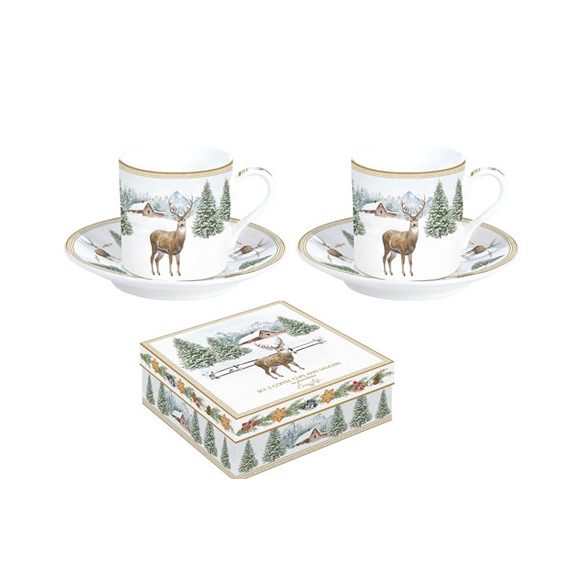 R2S.169WHIF Porcelán eszpresszócsésze+alj 2 személyes,100ml, dobozban, White Forest