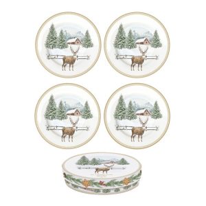 R2S.924WHIF Porcelán desszerttányérszett 4db-os, 19cm, dobozban, White Forest