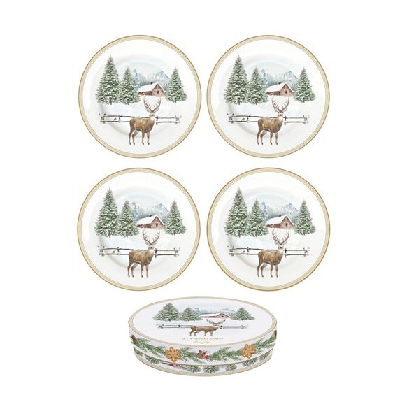 R2S.924WHIF Porcelán desszerttányérszett 4db-os, 19cm, dobozban, White Forest