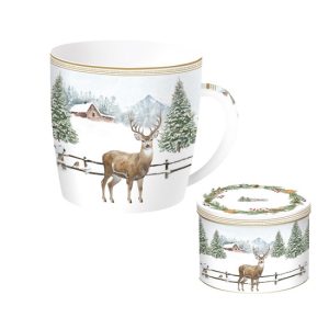 R2S.217WHIF Porcelánbögre 350ml, fémdobozban, White Forest