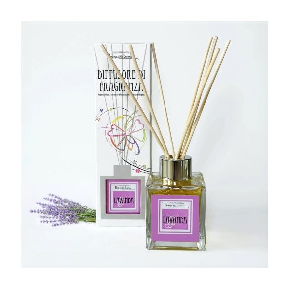 C.P.LAVA. Diffúzor-Calabriai illóolaj rattanpálcával, 100ml, Lavanda (Levendula)