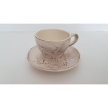   V.K.31-06 Domború mintás cappucinosalj,virágos natúr,kerámia,kézzel festett-dia14,5cm