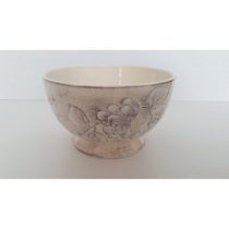   V.K.31-12 Domború mintás müzlistál,virágos natúr, kerámia,kézzel festett-dia15x9cm-6dl