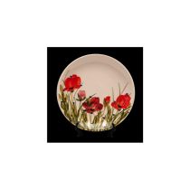   V.K.43-06 Tele virágos kávésalj,pipacs,kerámia,kézzel festett-dia14,5cm