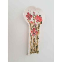   V.K.43-11 Tele virágos fakanáltartó fekvő,pipacs,kerámia,kézzel festett-12,5x25x3cm