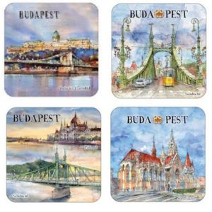 CZW.pohalá4G-BU Parafa poháralátét 4db-os szett, Budapest