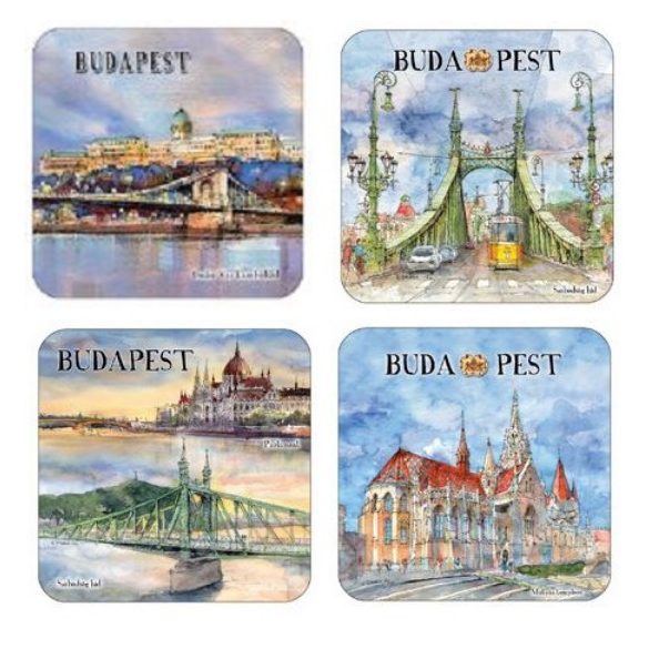 CZW.pohalá4G-BU Parafa poháralátét 4db-os szett, Budapest