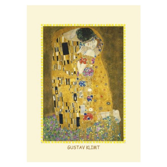 CZW.rpKL15x21-04 Reprodukció 15x21cm, Klimt: The Kiss (arany szegély)