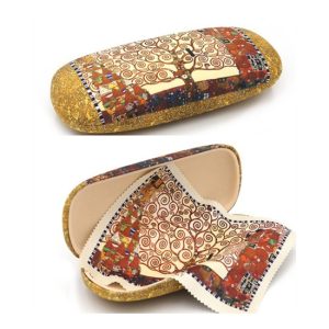 CZW.sztokkeKL-02 Szemüvegtok kendővel, Klimt: Csók/Várakozás/Életfa