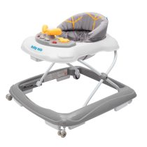   Gyerek bébikomp Baby Mix kormánykerékkel szilikon kerekek szürke